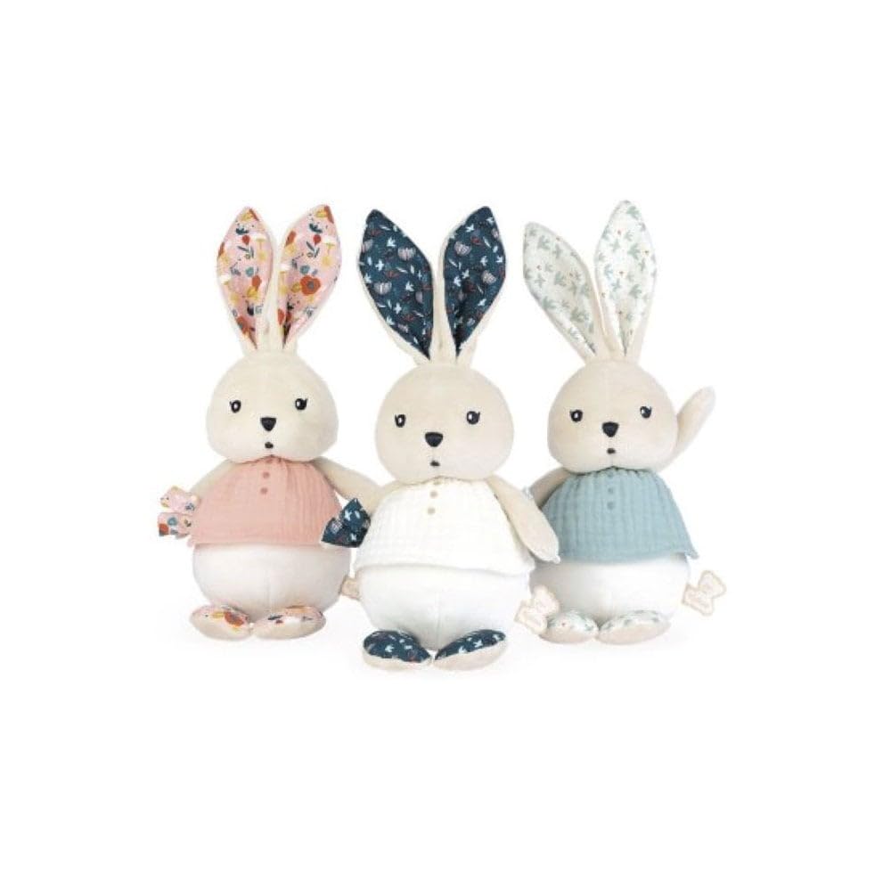KALOO - K'Doux - Kleine Püppchen Hase Nature - Weiß und blau - Mulltuch-Material - Plüsch - 20 cm - Ab Geburt, K969954