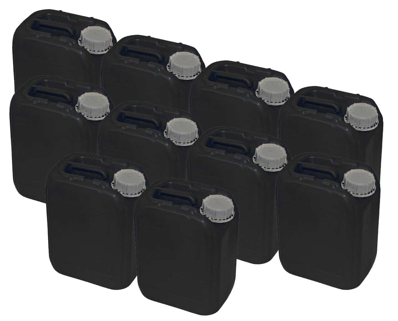 5L / 1.32G HDPE Jerrican (Black) | Tamper Evident Screw Cap | UN Rated 3H1/Y1.9/200 | BPA Free | Perfect Container to Ship Chemicals & Liquids | Easy Stacking HDPE Containers | Pack of 10