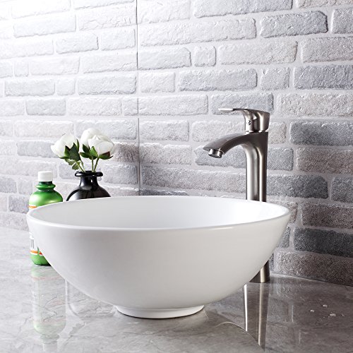 Vessel Sink Round - Sarlai 16"X16" Modern Round Bowl Above Counter White Porcelain Ceramic Bathroom Vessel Vanity Sink Art Basin #TOP2