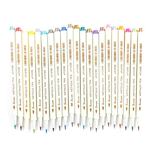 Kalligraphie-Pinselstifte, Metallic-Farbstift, für Steinmalerei, Keramik, Glas, Becher, Kartengestaltung, Schriftbuchstaben, Fotoalbum, 20 Farben (Pinselspitze)