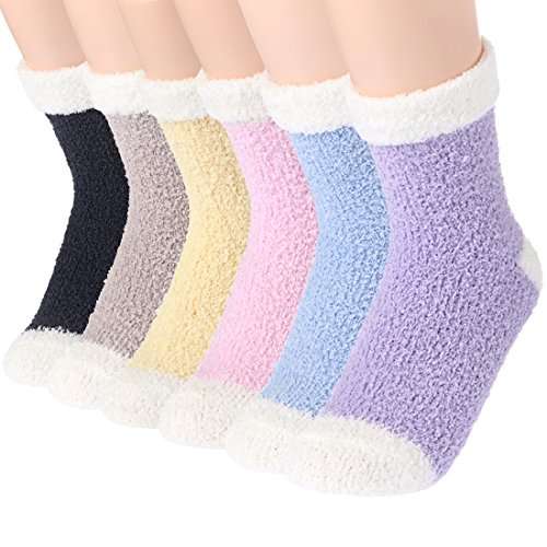 Women's Colorful Fuzzy Plush Slipper Socks - Keep Your Feet Warm and Cozy