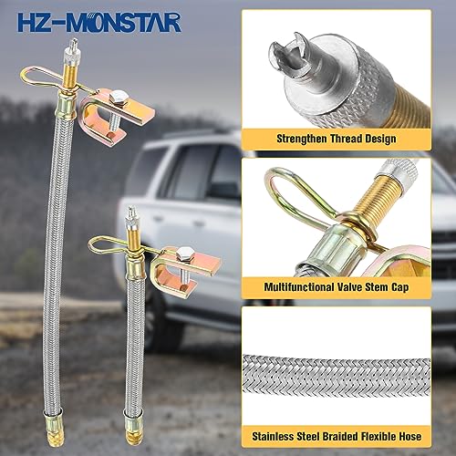 Image of Valve Stem Extension, 4 Pcs 7 inch & 12 inch Braided Valve Stem Extender, 6 Pcs 45 90 135 Degree Brass Valve Stem Extender, Stainless Steel Tire Extender Braided Valve Stem Extender for Cars Truck