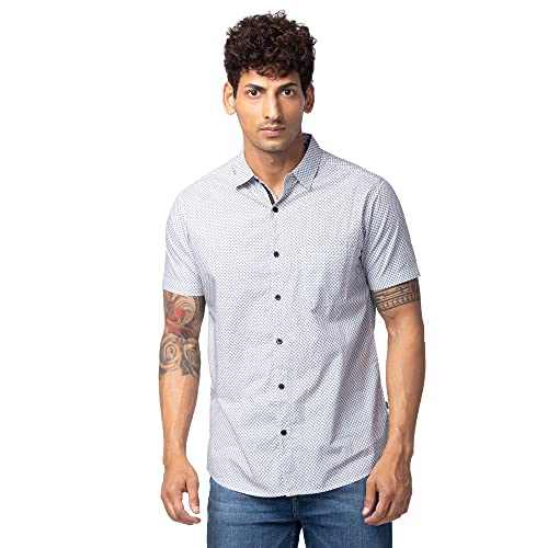 Image of Spykar Half Sleeves Poplin Slim Fit Shirt for Men