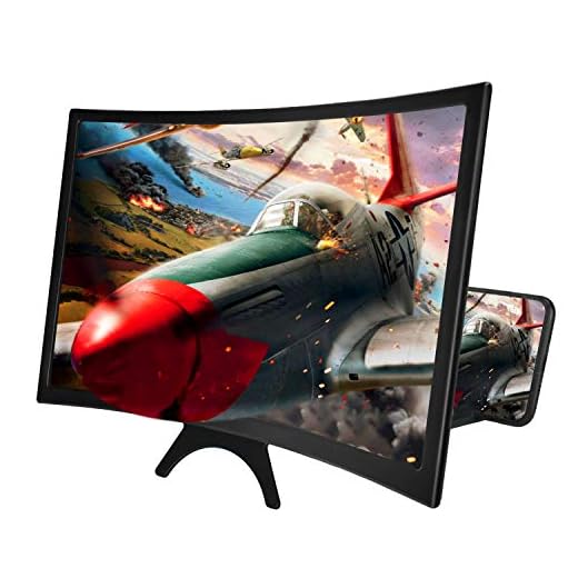 Newseego 12" Loupe Ecran Smartphone, Amplificateur 3D HD Grossissant avec Conception de Surface Incurvée Films Vidéos Amplificateur Loupe D'écran de Stand Téléphone Pliable pour Tous Smartphones