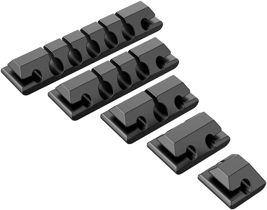 5 Pack Cable Clips,Black Cord Clips Cable Management for Desk Cord Organizer and Bedside Table Cord Organizer