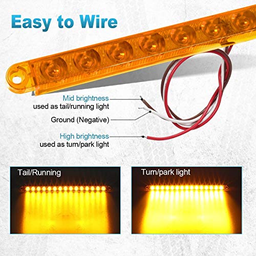 Image of Partsam 2Pcs 12 inch Amber LED Turn Signal Light Bar - Waterproof Sealed Thin 12 Inch Flush Mount Headlight Bezel Light Bar