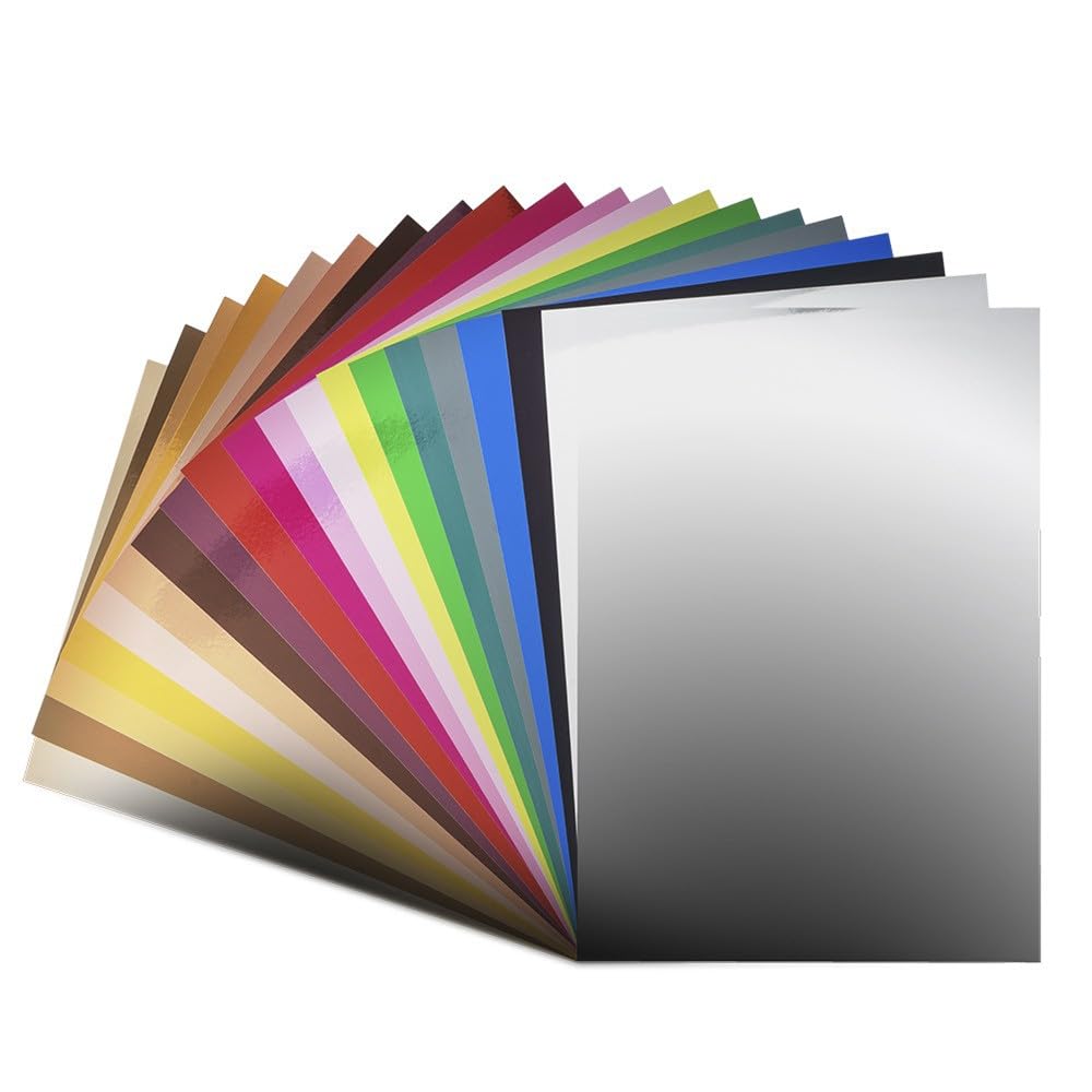 Ideen mit Herz Spiegelkarton | selbstklebend | Metallpapier | Klebe-Folie | Bastelpapier metallic | 20 Bogen | Din A4 | 200 g/m² (Kräftige Farben)