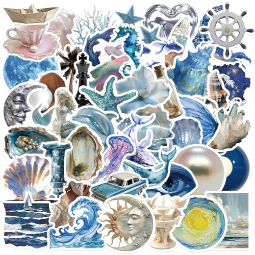 ZORTVUL Lot De 100 Autocollants Imperméables En Forme D'Animaux De L'Océan, Autocollants En Forme De Poissons Sous La Mer, Autocollants Pour Enfants, Fête...