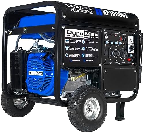 DuroMax XP10000E 10,000-Watt Gas Powered Portable Generator - Ele...