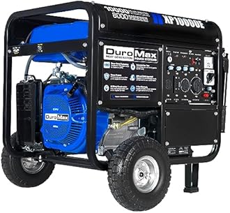 DuroMax XP10000E 10,000-Watt Gas Powered Portable Generator - Electric Start, Whole Home Backup Power, Transfer Switch Ready, RV & Emergency Ready