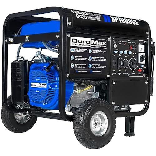 DuroMax XP10000E 10,000-Watt Gas Powered Portable Generator - Electric Start, Whole Home Backup Power, Transfer Switch Ready, RV & Emergency Ready