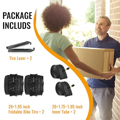 MOHEGIA 26x1.95 Mountain Tires Set with Tubes & Levers, 2 Pack - image 7