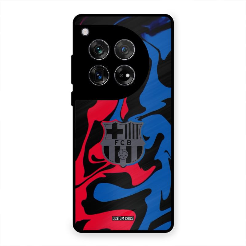 Image of PrintShield FC Barcelona Comic Back Cover for Oneplus 12, Shockproof Printed Phone Case with Soft TPU Sides & Anti-Slip Grip