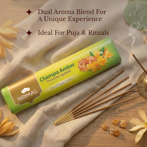 Image of Shubhkart Nirmal Champa Amber Premium Agarbatti Sticks | Agarbatti for Pooja & Meditation | Incense Muttha Sticks for Home with Rich Floral Fragrance | Pooja Items for Daily Use | 250g