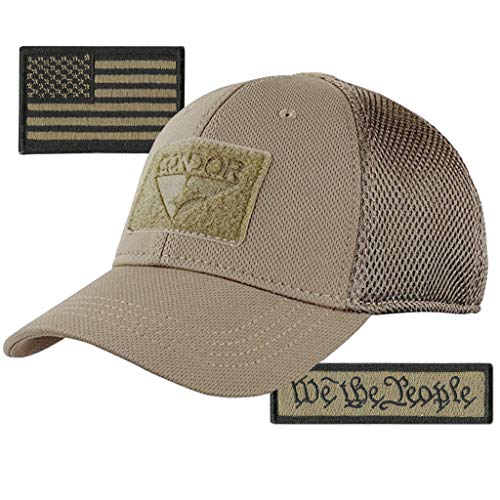 Condor MESH Fitted Tactical Cap Bundle - We The People & USA - Choose Size