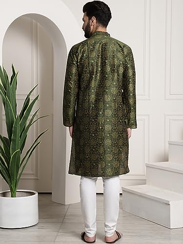 Image of SOJANYA (Since 1958 Men's Silk Blend Printed Kurta and Churidar Pyjama Set