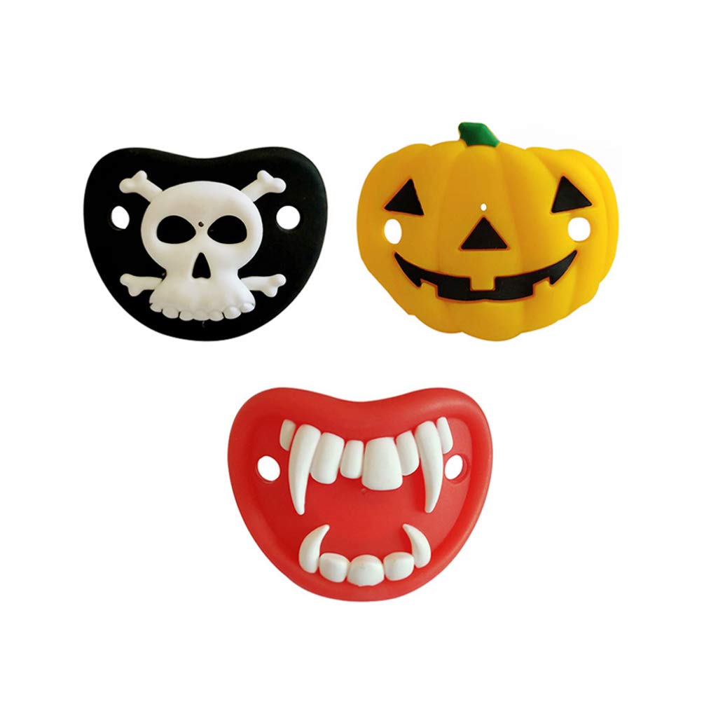 TOYANDONA 3pcs Baby Pacifiers Halloween Elements Design Pumpkin Skeleton Vampires Fangs Shaped Pacifier for Baby Toddlers Infants
