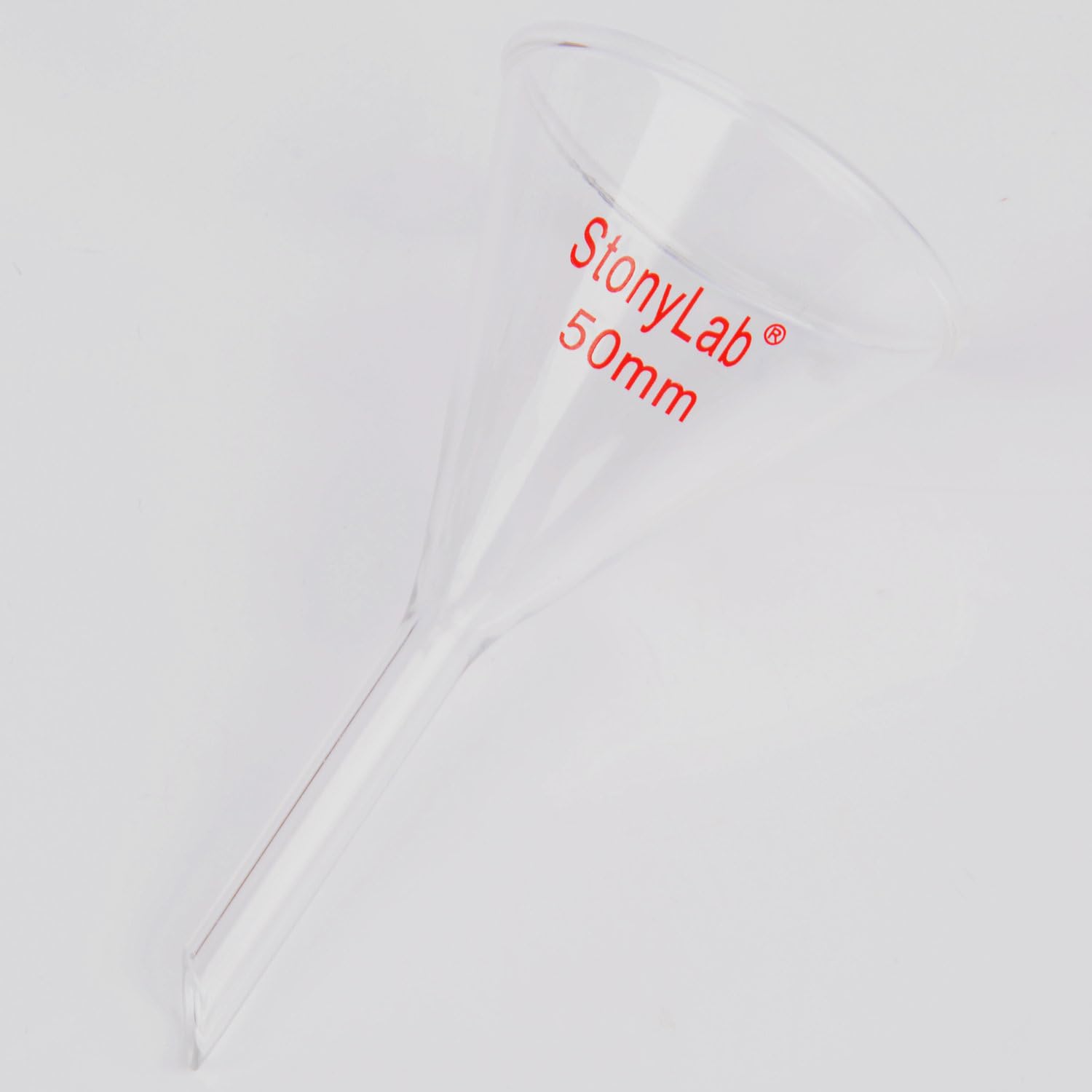 stonylab Imbuto di Vetro da 1 Confezione, Imbuto in Vetro Borosilicato a Parete Pesante, Diametro 50 mm e Lunghezza Stelo 50 mm