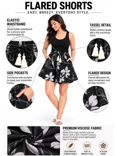 Image of B STORIES Women's Viscose Printed Lounge Culotte Shorts (Pack of 2)