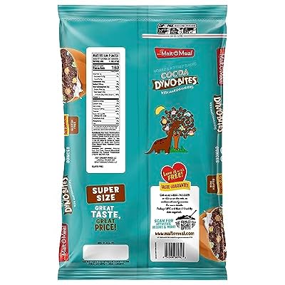 Malt-O-Meal Cocoa Dyno Bites with Marshmallows Gluten Free Breakfast Cereal, Cocoa Crispy Rice Puffs, Family Size, 30 oz Resealable Bag