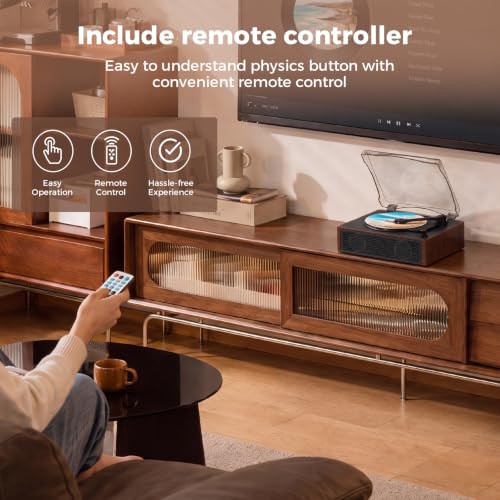 Image of Portable CD Player with Speakers, 6H Playtime with Bluetooth 5.4, Retro CD Player with Hi-Fi Bass Boost, 5000mAh Battery for Home Decor, Bedroom, Outdoor, Gift (Brown)