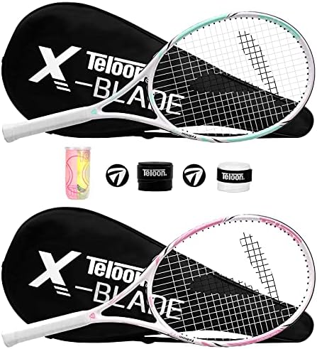 Teloon Tennis Rackets for Adults 2 pcs Recreational -27 inch Tennis Racquet for Men and Women College Students Beginner Tennis Racket.… (BLADE-V9-V10)