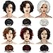 SEVENCOLORS Wigs for Black Women Afro Short Curly Bob Wigs Synthetic Hair African American Wig Natural Looking Glueless Big Curly Wigs(Brown Mixed Blonde)