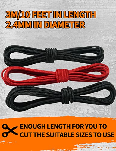 Three Archers Archery D Loop Rope For Compound Bow D Ring Buckle Release Nocking Loop Material（Pack 3） Bowstring Serving Thread D Loop Buckle (Black+Red) #TOP1