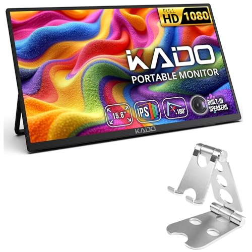 Image of Kado 15.6 inch FHD Portable Monitor for Laptop Aluminum Foldable Set, 1080p Second Display IPS 1920x1080 HDMI USB-C Laptop Screen Extender, 180 Kickstand for PC, Mac, Dex, Tablet, Xbox, PS4 /PS5, Switch