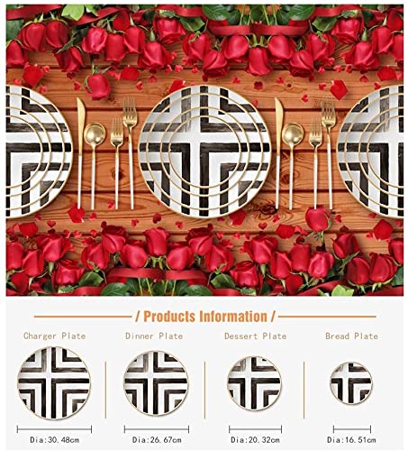 Kbdsd Bone China Dinner Plate, Scandinavian Style Hand Painted Crossroad Stripes Black And White Western Dinner Plate Ceramic Plate, Household Round Tableware, Salad Plate And Steak Plate #TOP2