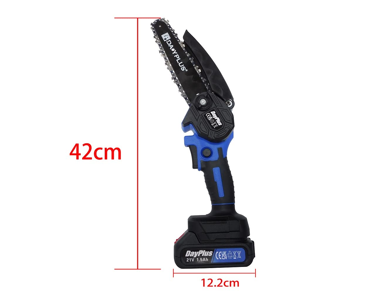 Mini tronçonneuse électrique sans fil avec 2 batteries Li-Ion et 2 chaînes, 2200 W, longueur de la plaque de guidage de 15,2 cm