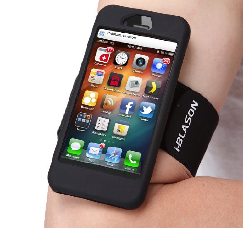 i-Blason Apple iPhone 5C Sport Armband and Flexible Case Combo + Screen Protector and Wire Organizer (AT&T, T-Mobile, Sprint, Verizon) (Black)