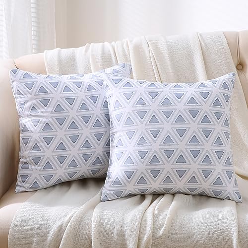 Daysu DAYSU005 Throw Pillow Covers 18X18 Inches, Set Of 2 Decorative Silky Micro Soft Plush With Exquisite Printing, Accent Pillow Covers Square Cushion Covers For Couch Sofa Bed, Triangle cover