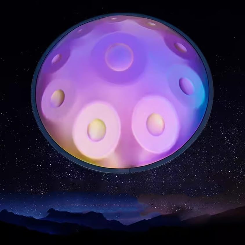 Bęben Handpan 432 Hz 10 Nut 22 Cale „Purple Performer” w Tonacji D Kurd Minor ze Stojakiem na Handpan, Etui na Handpan, Trwałymi Młotkami I Bezpyłową Ściereczką