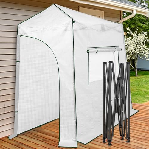 Image of EAGLE PEAK 9x4 Easy Setup Pop Up Greenhouse, Lean-to Design, Clear /White