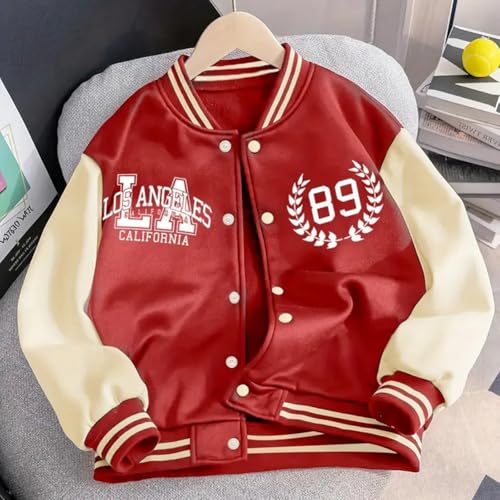 Kids Varsity Bomber Jacket Girls Baseball Jacket School Uniform Casual Sweatshirt Toddler-Big Kids 4-14Y2