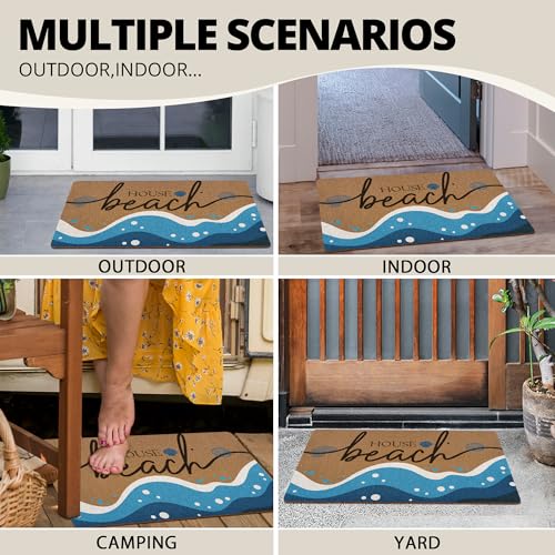 XLDLIOO Beach Coastal Summer Door Mat, Beach House Doormat, Ocean Welcome Front Door Mat Indoor Outdoor Entrance, Beachy Seashell Artificial Coir Doormats Rugs for Patio Entry Home Decor, 30x17in - Image 7