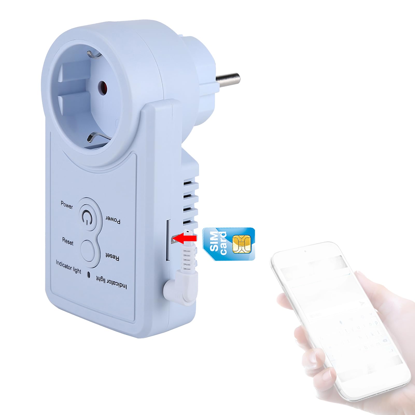 Enchufe controlado por Temporizador con Fuente de alimentación Flexible, Enchufe Inteligente gsm con Sensor de Temperatura y Control de Comando SMS (Versión Rusa estándar Europea)