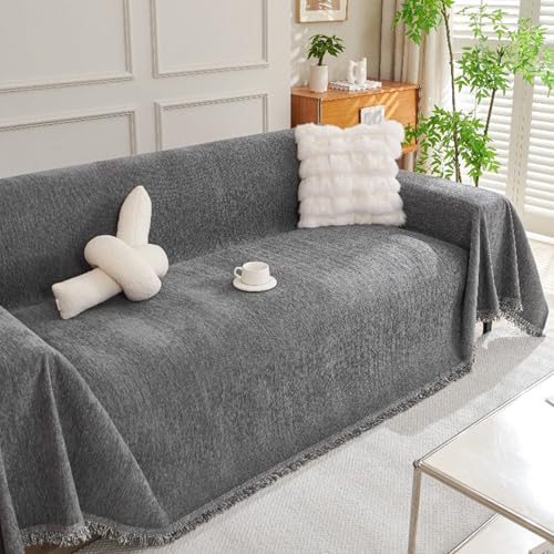 Sofaüberzug Wasserdicht, Sofabezug 1/2/3/4-Sitzer, Kratzfest Hund Katze Couchüberzug, Sofabezug für U-Form L-Form Sektionssofa, Haustierfreundlich & Beidseitig Verwendbar, 180 * 300 cm, Dunkelgrau