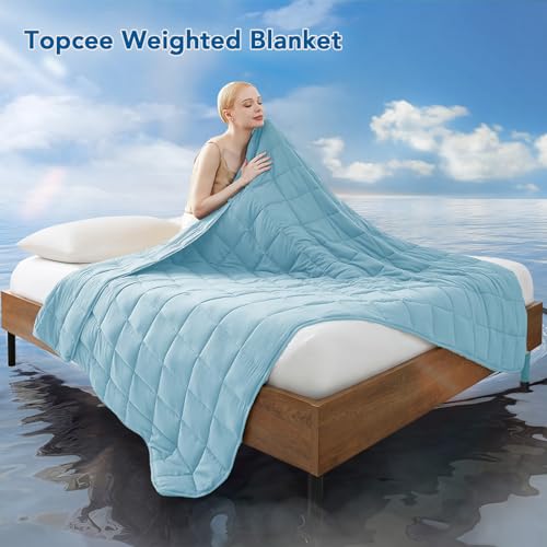 Topcee Weighted Blanket for Adults (20 lbs, 60" x 80") Queen Size Soft Cooling Heavy Blanket Sleeping, Apply to 190-210 lbs Body, Thick Breathable Blanket with Glass Bead, Easy Care
