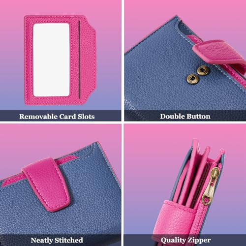 Image of Airkit Small Wallet Women RFID Blocking Soft Leather Bifold Compact Card Holder Wallet for Women with Zipper Coin Pocket 4 ID Window