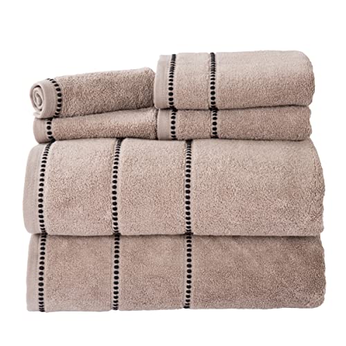 Bedford Home Quick Dry 100% Cotton Zero Twist Towel Set, Hotel & Spa Quality, Soft, Lightweight, Highly Absorbent Towels And Washcloths For Bathroom, Shower Ideal For Everyday Use - 6 Piece (Taupe) #TOP22