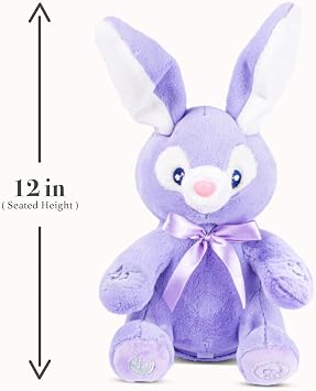 Dimple Bella Easter Bunny Stuffed Animal - Interactive Bunny Plush w/Peek-a-Boo and Singing Songs - Easter Basket Stuffers for Toddler - Birthday Gift for Kids, Ages 0 - Up(Purple, Battery Included)