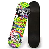 tablas de skate completas Perspectiva moderna y fresca: diseñada con lados dobles y centro cóncavo con patrones atractivos en la parte posterior, nuestra patineta agrega un estilo fresco al ciclista. Cada mazo viene con una hermosa pegatina, perfecta como decoración de regalo.
