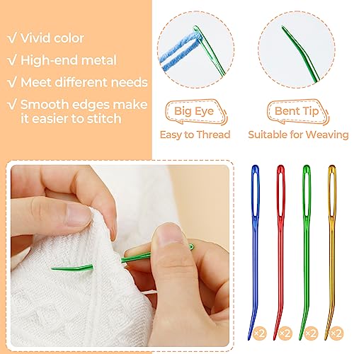Image of FIVEIZERO 43 Pcs Yarn Needles Set, Assorted Yarn Needles Bent Tapestry Needle Weaving Needle Darning Needles Big Eye Blunt Knitting Needles with Stitch Markers for Knitting Crochet Kit