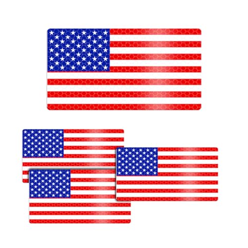 Image of Zpana American Flag Car Reflective Magnet Decals, 4PCS Magnetic USA Sticker for Auto Bumper Windows, Patriotic Vehicle Exterior Decoration, Universal for SUVs Sedans Trucks