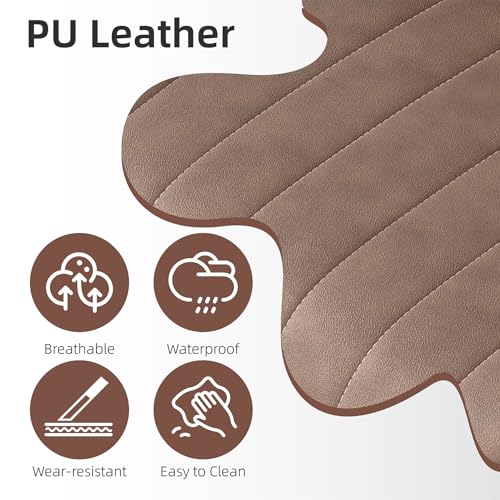 Image of Youhauchair Adjustable Faux Leather Bar Stools Set of 3, Brown1 | Swivel, Counter Height, Back & Footrest, Armless, PU, Modern, Kitchen Island Stool, Upholstered Dining Room Chair