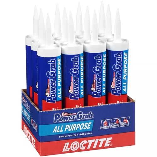 Image of Loctite Power Grab Express All Purpose Construction Adhesive, 9 fl oz Cartridge, 12 Pack - Versatile Construction Glue for Cement, Tile, Wall & More