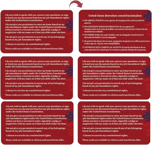 CDXHOME 30 PCS Know Your Rights Immigration Red Card - English & Spanish Constitutional Rights Reminder for Immigration Encounters - Pocket-Sized Legal Protection Cards