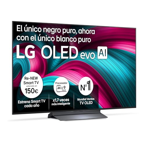 LG OLED48C54LA - TV 48', OLED EVO 4K, Smart TV AI C5, WebOS 25, Super Upscaling, Dolby Vision y Dolby Atmos, AMD FreeSync, Alexa/Google Assistant, Negro